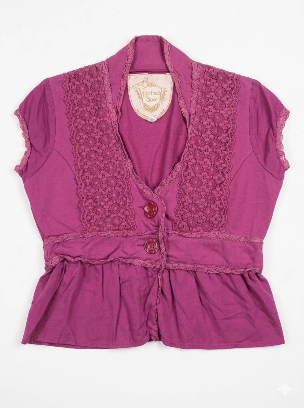 🔺️Anthropologie Knitted Dove Buttoned Crop Cap Sleeve Jacket Small